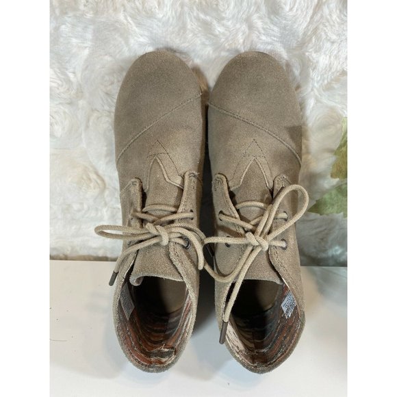 Toms Desert Wedge Women's Sz 7.5 Taupe Beige Suede - Picture 5 of 8